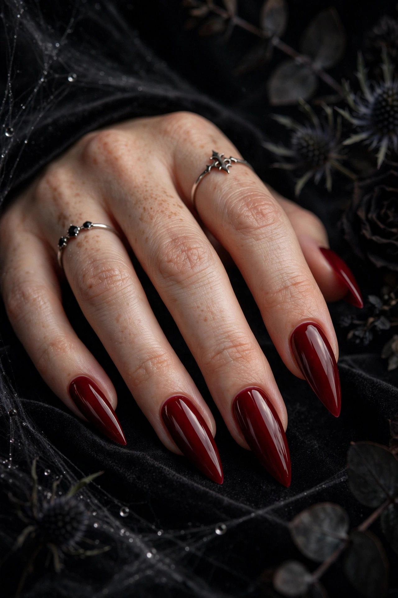 Blood red nail designs 2026 with dark dramatic red manicure ideas