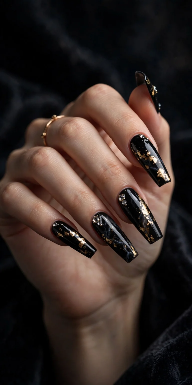 Black nail designs - elegant black nail art ideas