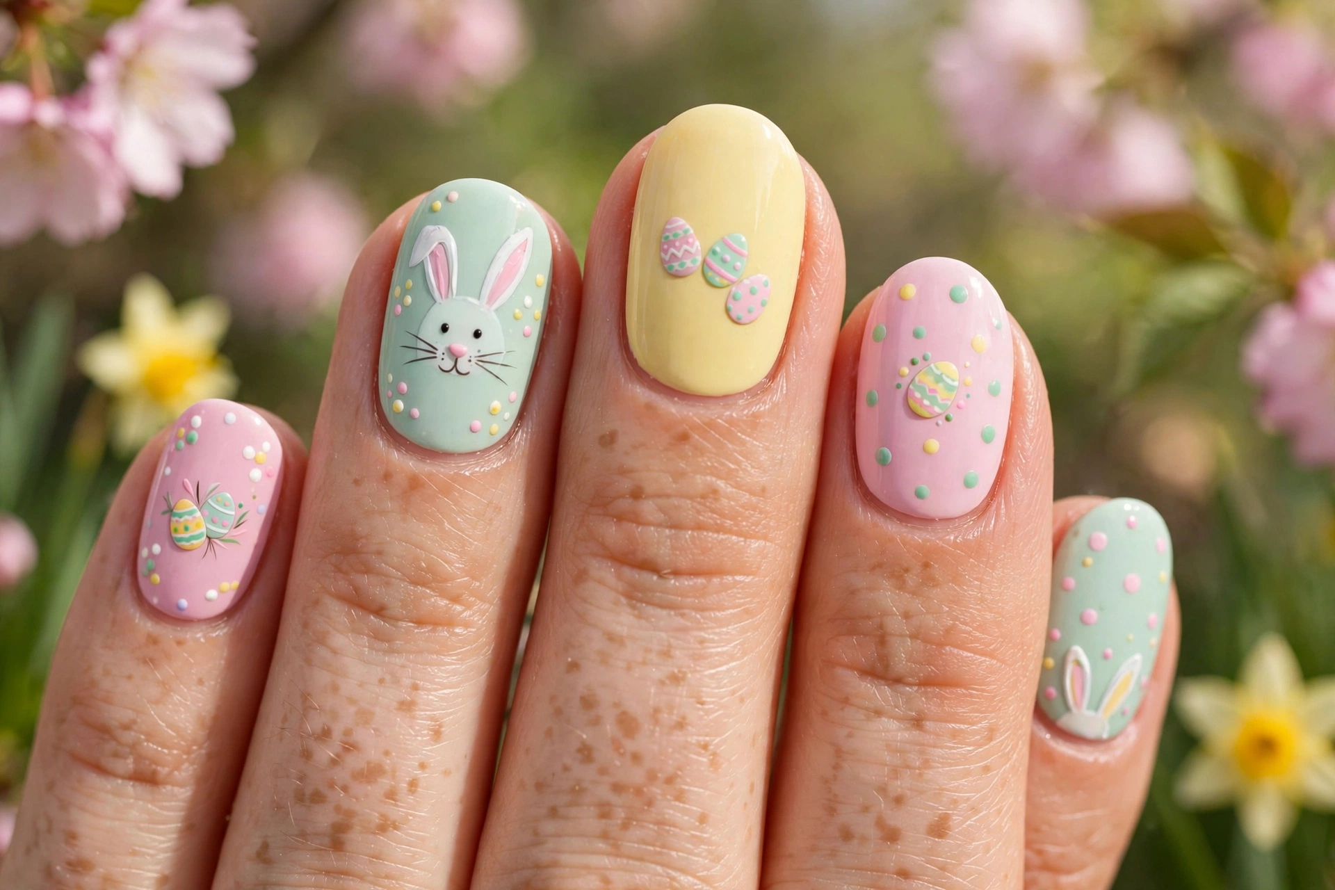 easter nails 2027 eggs bunnies pastel manicure