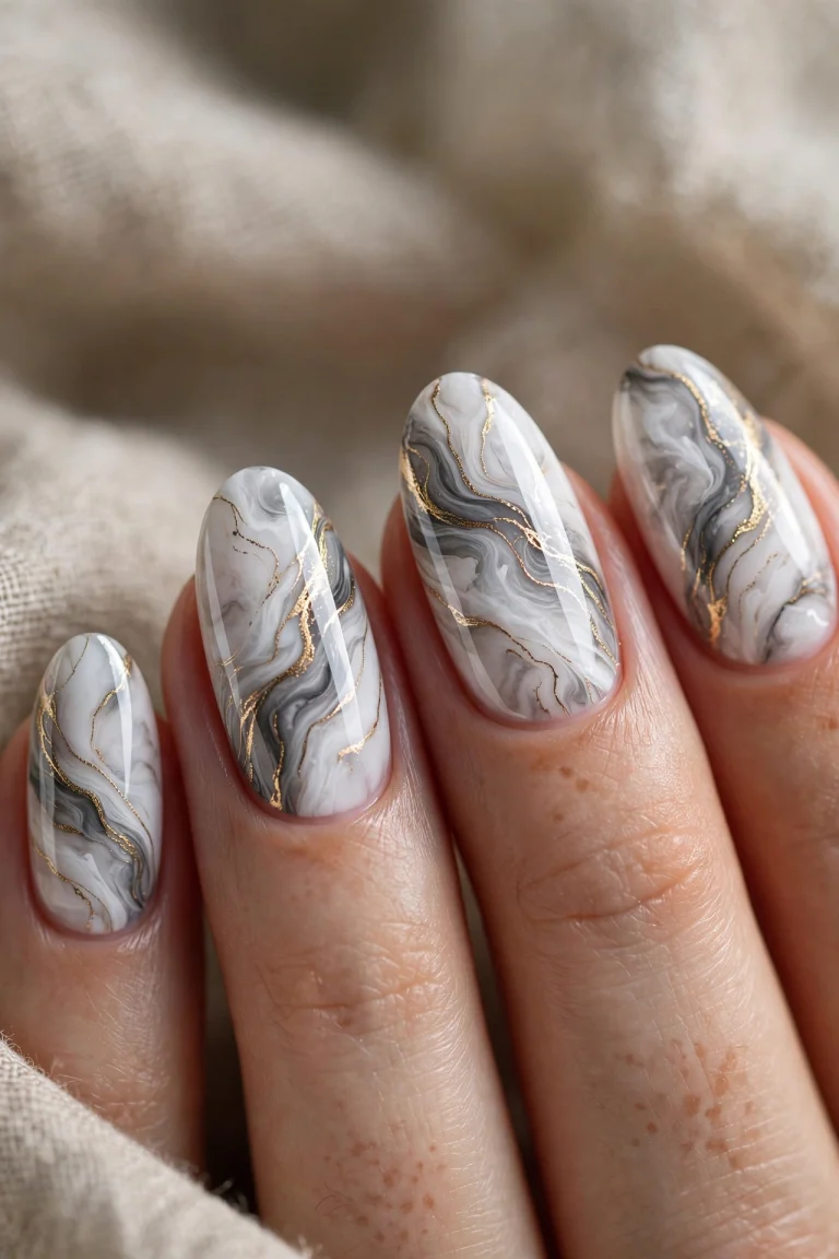 marble nails luxe stone effect manicure