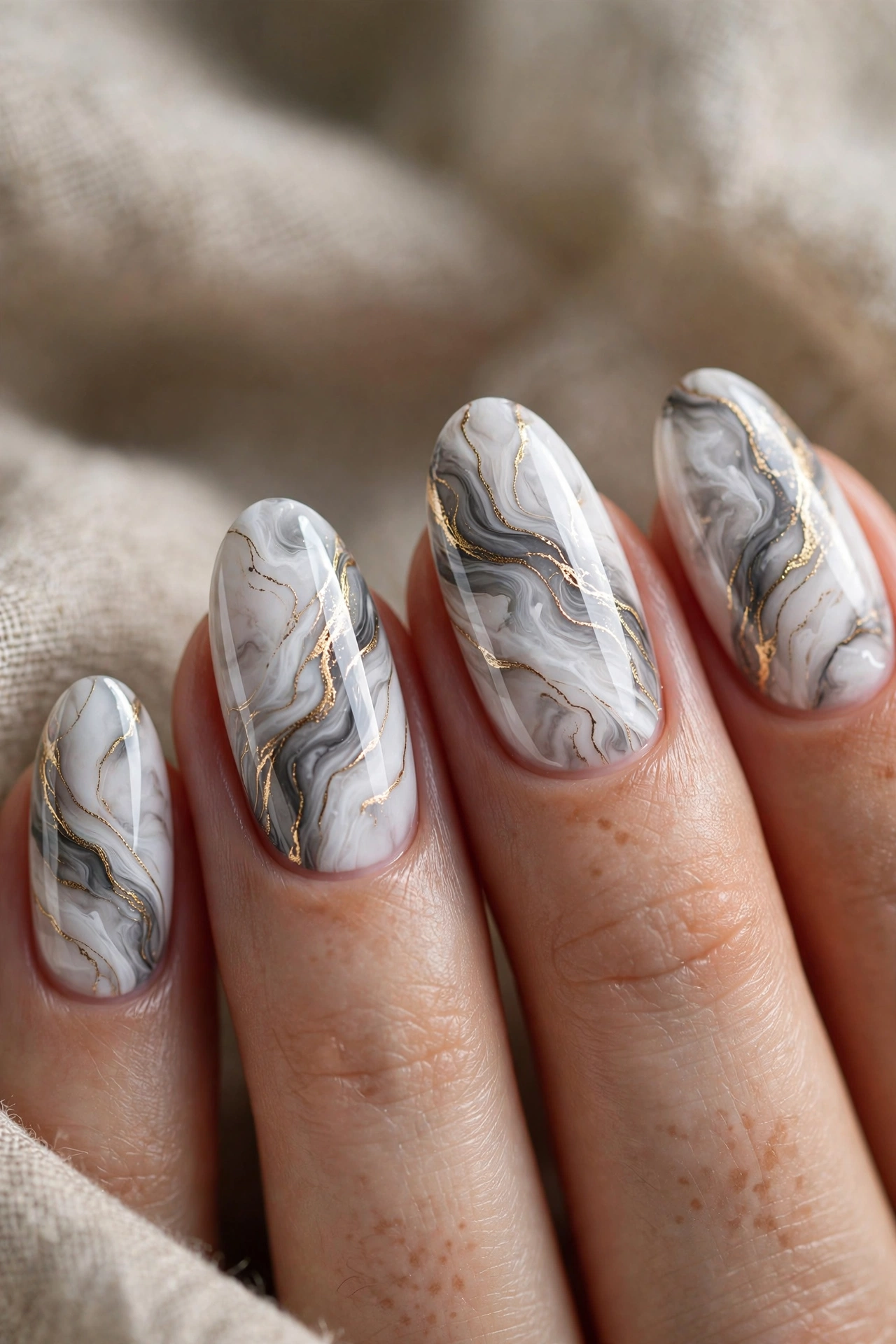 marble nails luxe stone effect manicure