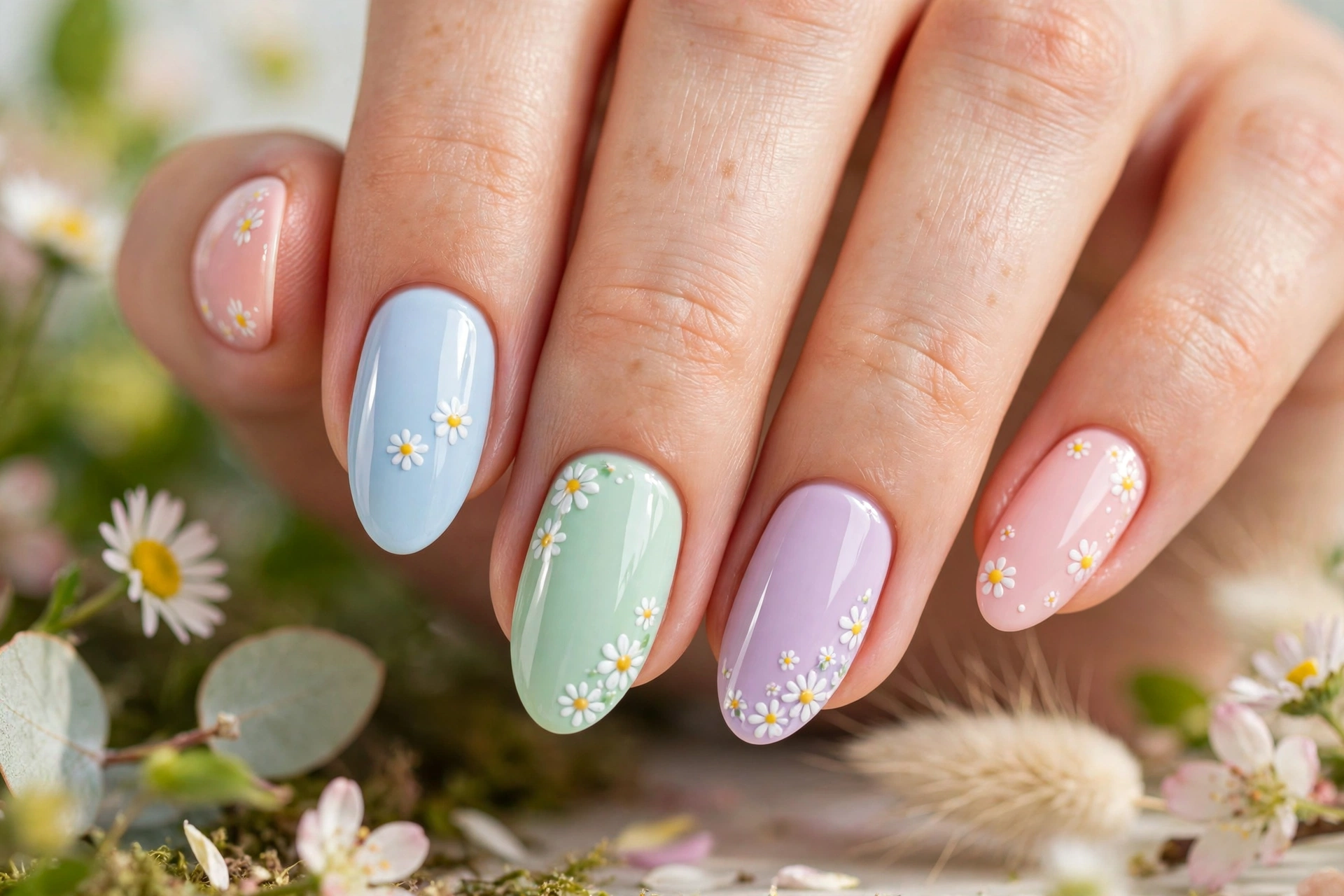 spring nails 2027 pastel floral manicure ideas